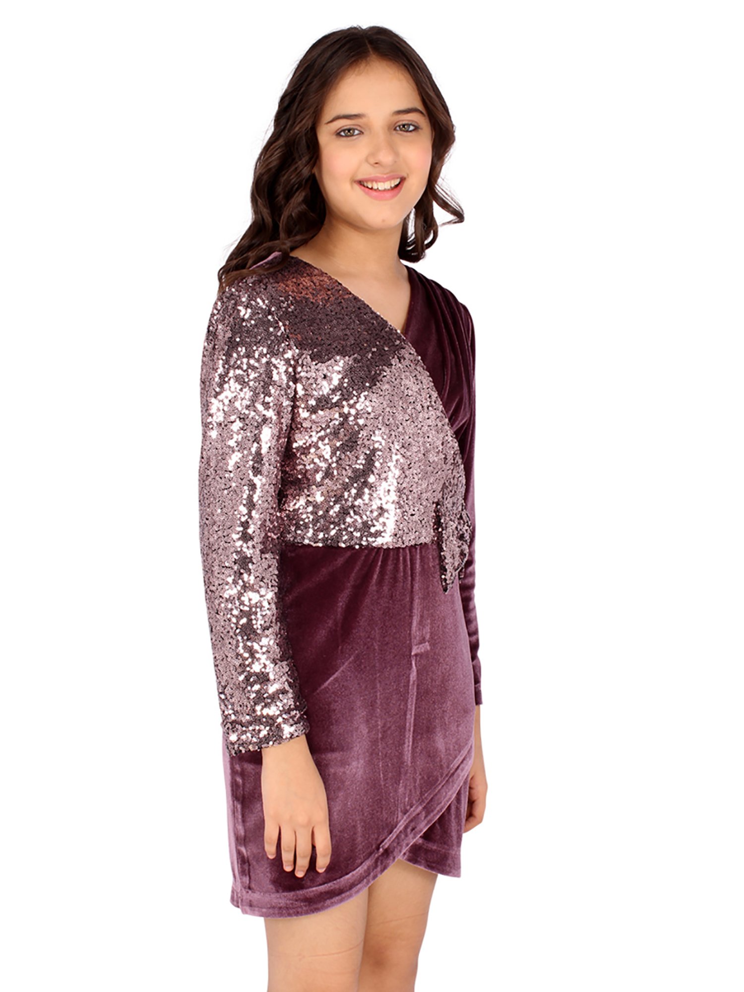 Cutecumber Kids Mauve Embellished Shift Dress