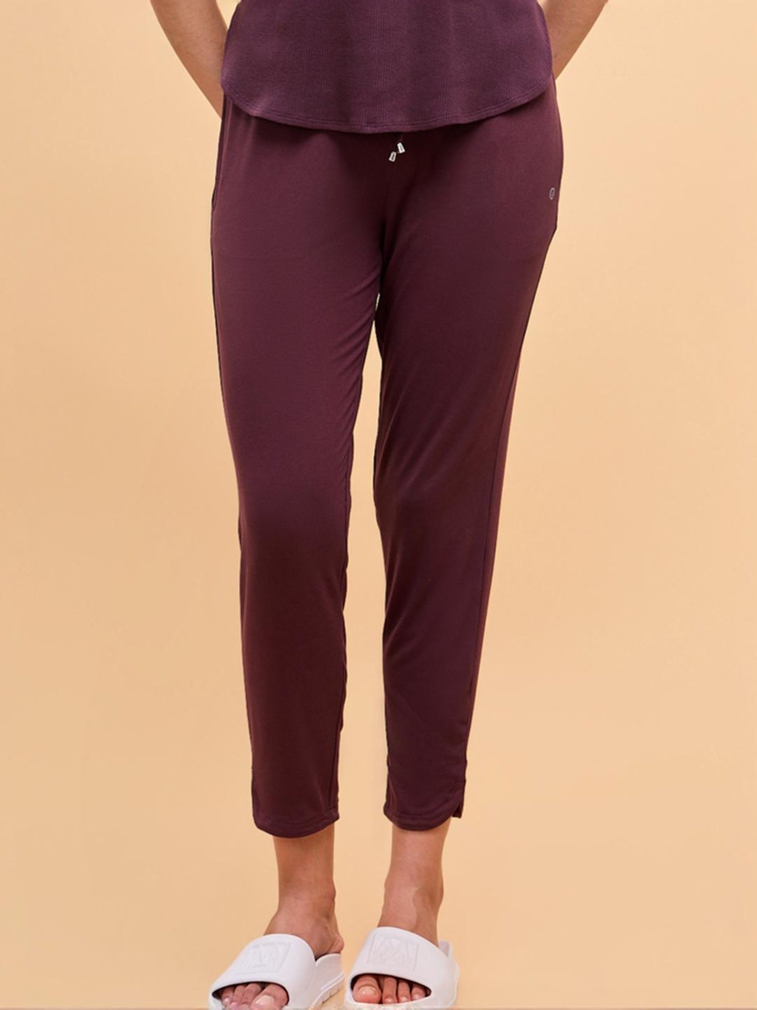 Enamor Brown Plain Lounge Track Pants
