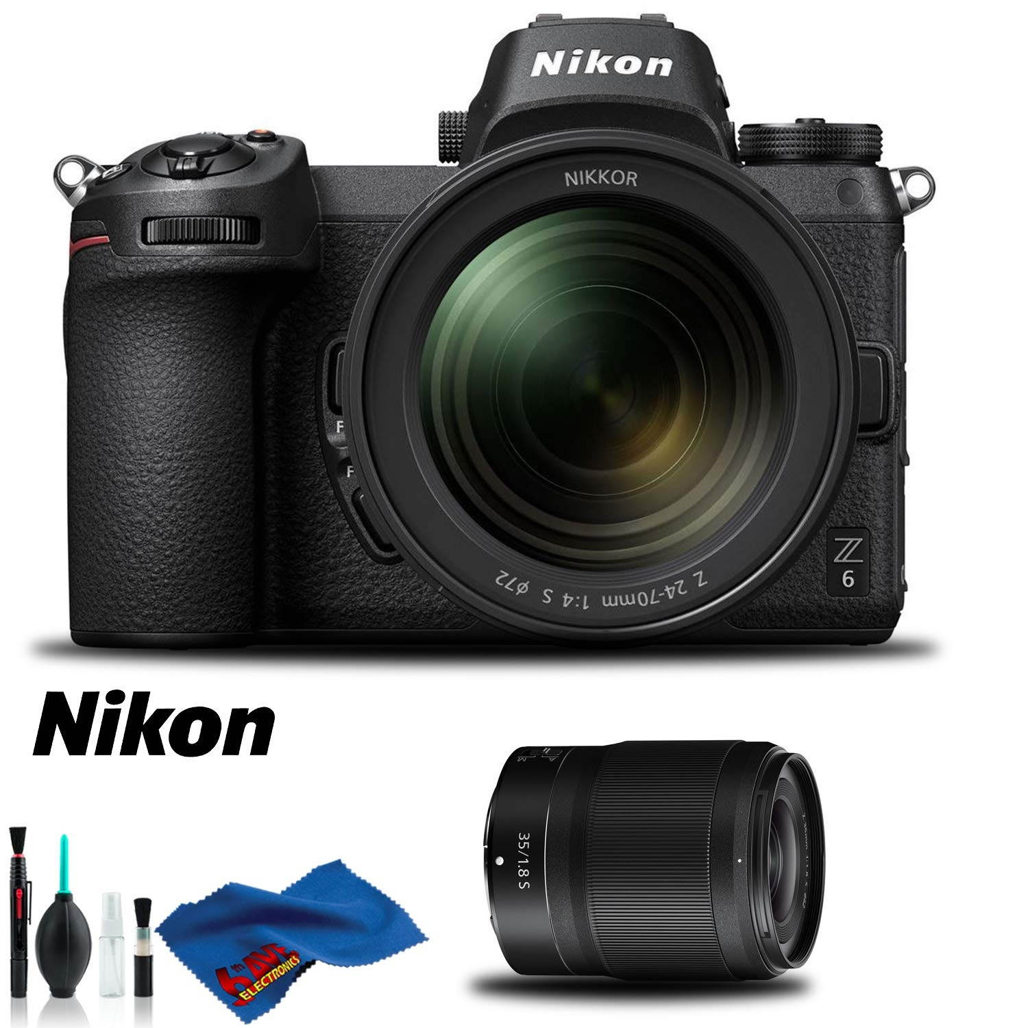 Nikon Z 6 Mirrorless Digital Camera with 24-70mm Lens and 35mm f/1.8 S Lens Kit (Intl Model)