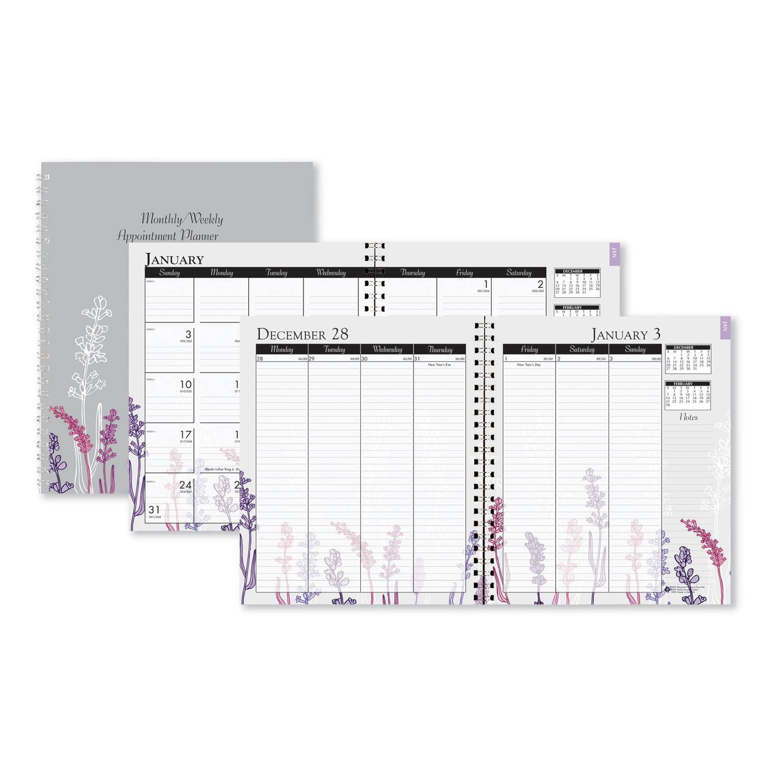 House of Doolittle 2956-74 00% Recycled Wild Flower Monthly Weekly Planner, 9" x 7", Wild Flowers, 2020