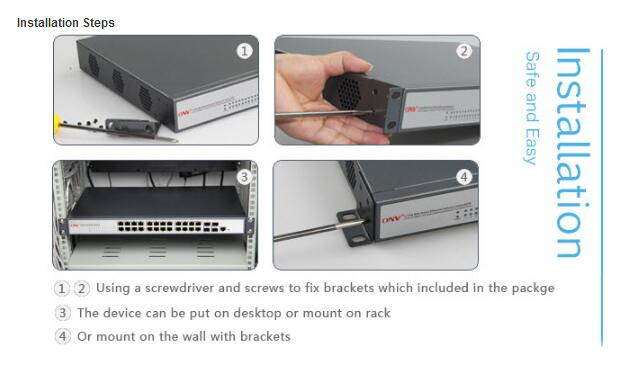 ONV-POE33026PFM 22*10/100/1000M RJ45 Ports + 2*TP/SFP Combo Ports + 2*Gigabit SFP Ports POE Switch