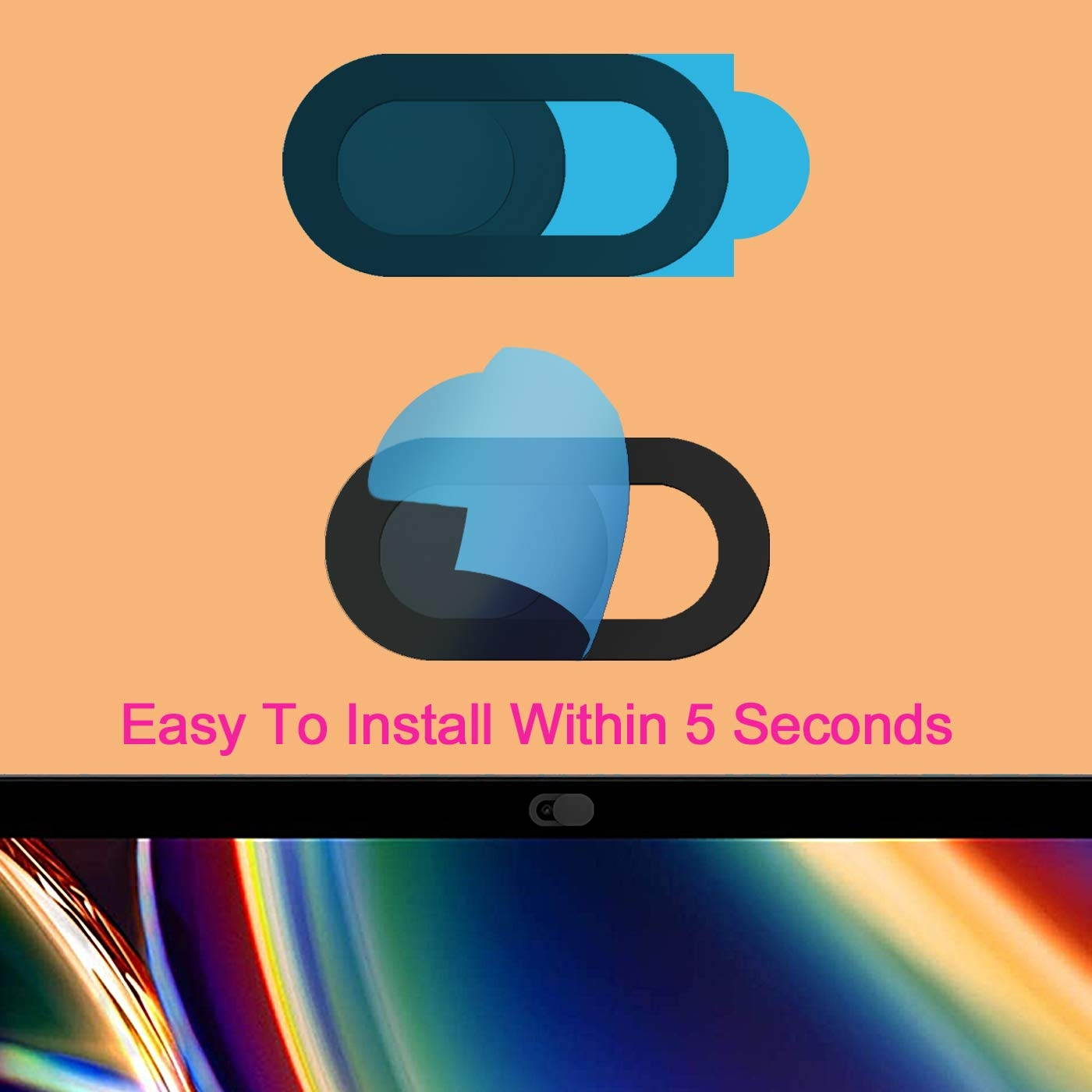 -6PCS-Webcam-Cover-Slide Fit for Laptop-Mac-Computer-MacBook-Air-iPad Stream-Selfie-Privacy-Protection-Covers Bad-Guy-Blocker-Sliding-Camera for Cell-Phone-iPhone-iMac-Web Cam