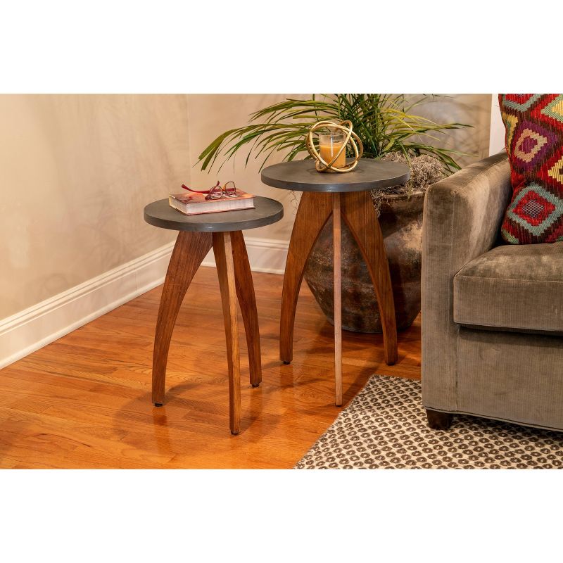 Set of 2 Renada Tri Leg Side Tables Metal - Décor Therapy