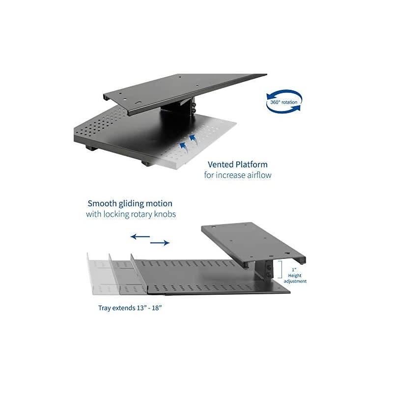 Black Sliding 19 x 6 inch Tray Track Adjustable Platform Mounted Under Desk | Laptop Notebook Holder for Office Desk DESKAC02A