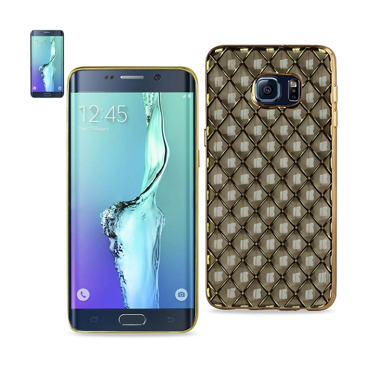 REIKO FLEXIBLE 3D RHOMBUS PATTERN TPU CASE FOR GALAXY S6 EDGE PLUS WITH SHINY FRAME IN BLACK