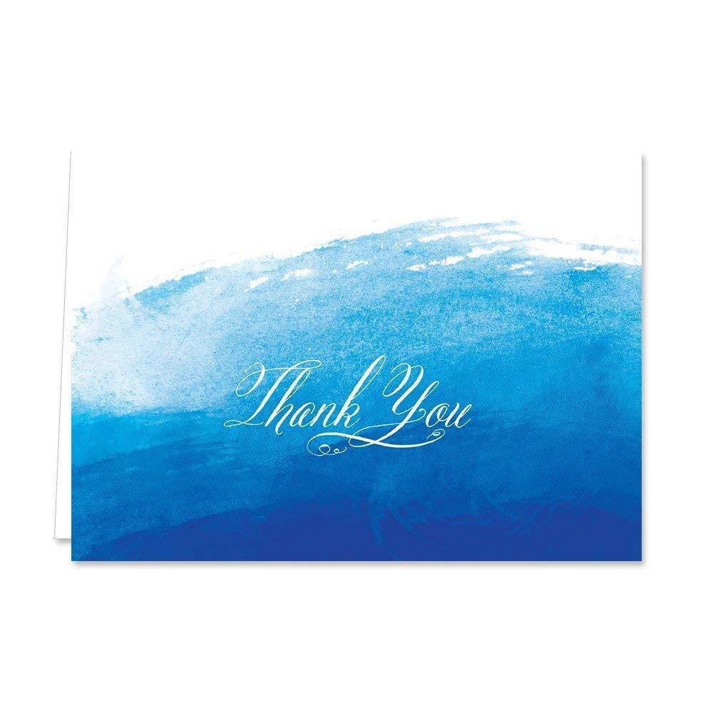 Ombre Watercolor Thank You Note Card Assortment Pack - Set of 36 cards - 6 designs blank inside - with white envelopes (53806)