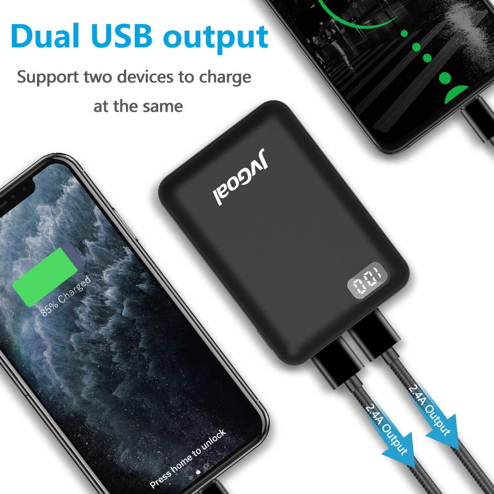 Portable Charger 10000mAh Pocket Size Power Bank LCD Digital Display Mini External Battery Pack Compatible with iPhone 11 Pro/XS Max/8/7/6s,Samsung S10, Huawei and More (Black)