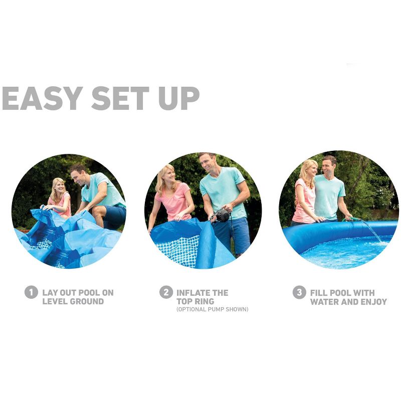Intex 15' x 42" Inflatable Easy Set Swimming Pool and Debris Vinyl Cover Tarp
