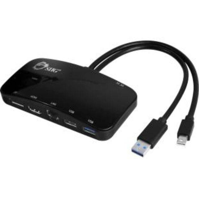 Siig Mini-Dp Video Dock With Usb 3.0 Lan Hub - Black