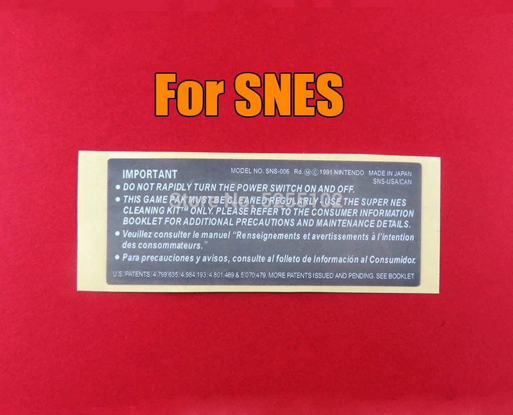 10PCS replacement Shell back sticker for SNES game card sticker Label for snes US version