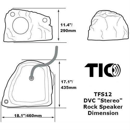 TIC TFS12-WG 8" Outdoor Weather-Resistant Stereo DVC Rock Speaker (White Granite)