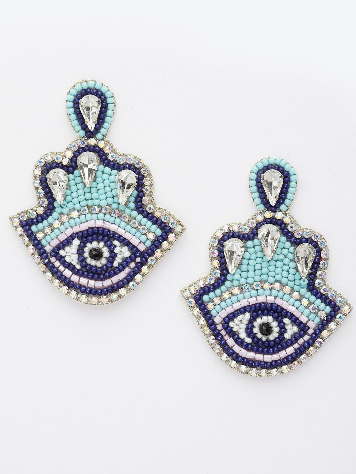 Moedbuille Beads and Stones Handcrafted Evil Eye Design Contemporary Earrings