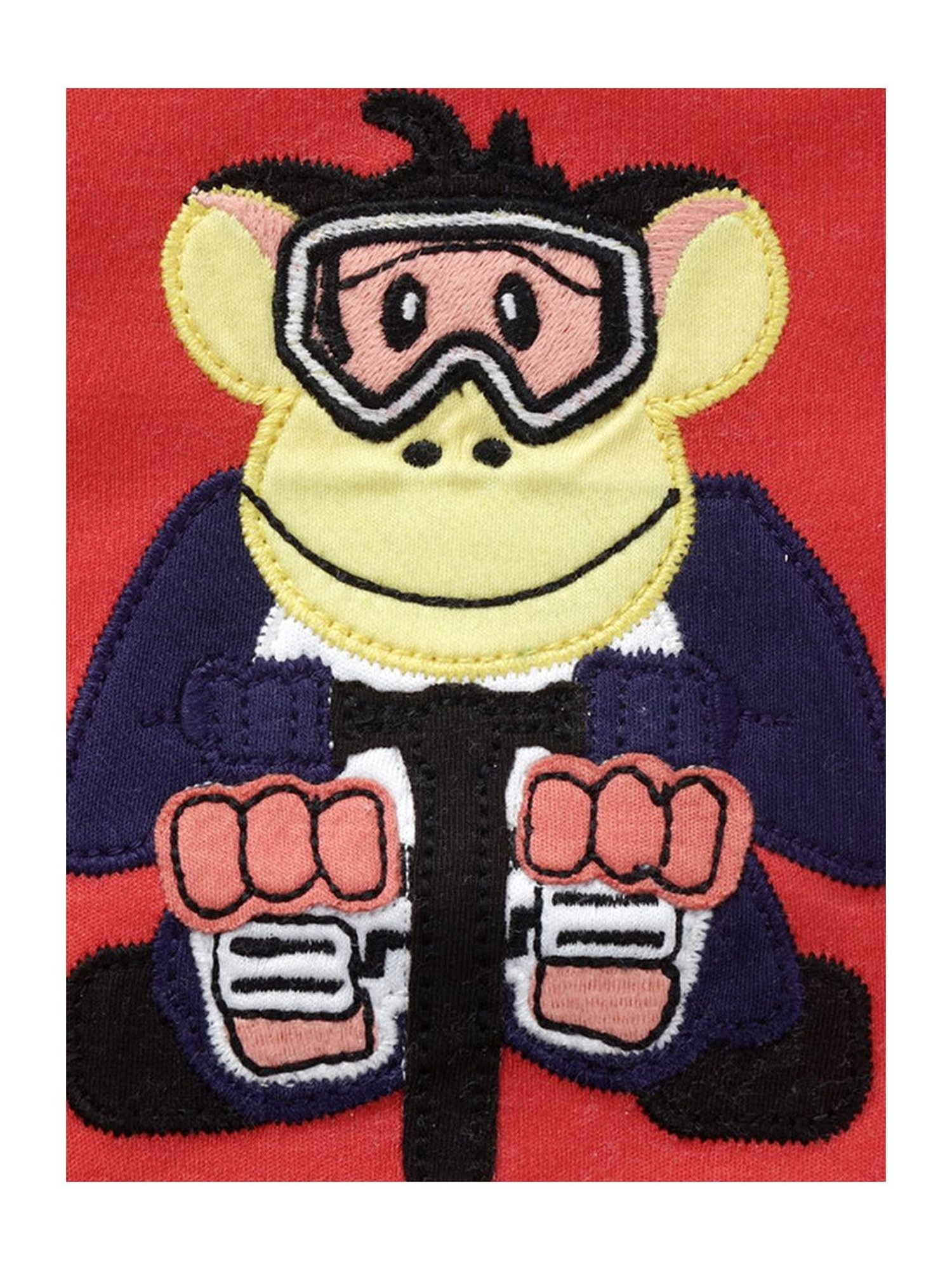 Pranava Kids Red Cotton Patch Work T-Shirt