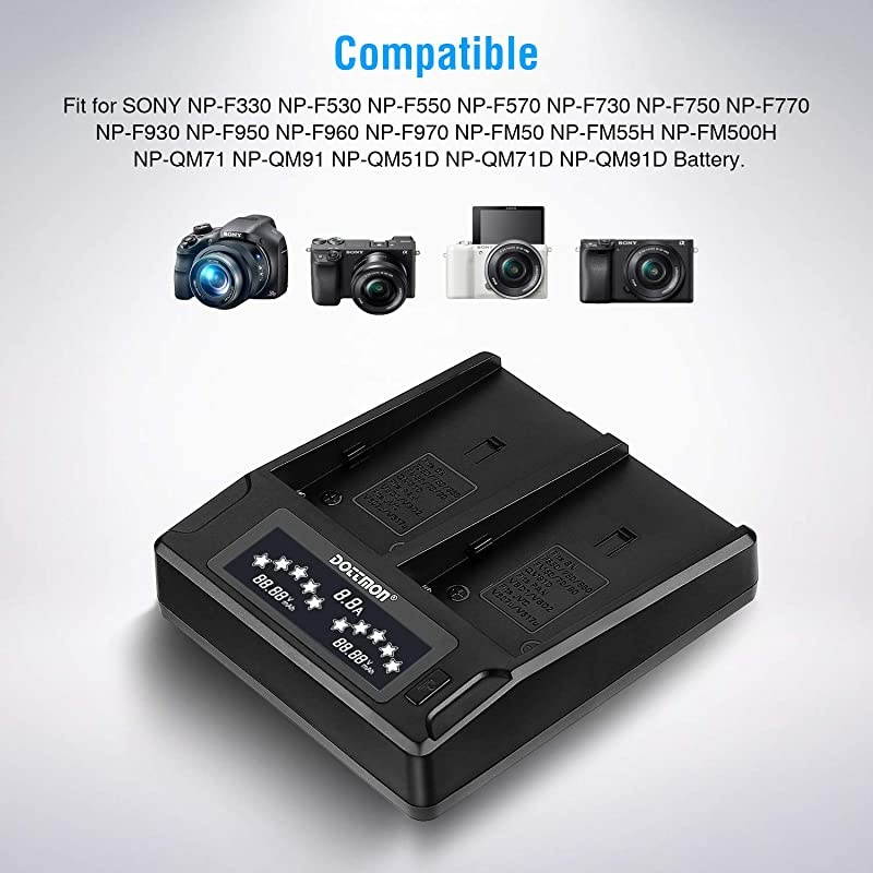 NPF550  LCD Battery Charger for Sony NP F970 F750 F770 F930 F950 F960 F550 F530 F330 F570 CCDSC55 TR516 TR716 TR818 TR910 TR917 NPFM50 FM500H QM71 QM91 QM71D QM91D Camera Camcorder Batteries