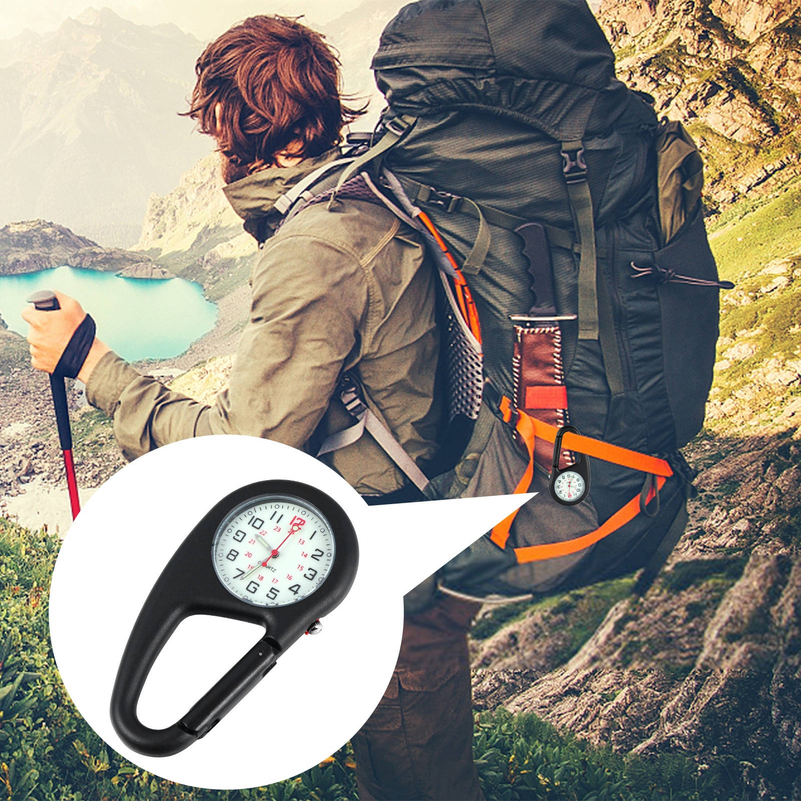 2pcs Fob Watch Outdoor Climbing Watch Fluorescent Watch Backpack Watch