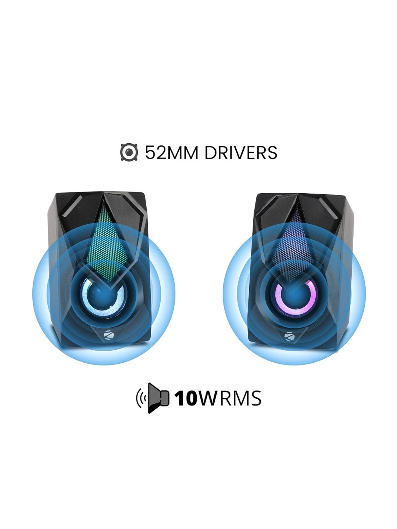 Zebronics Zeb-Warrior II 2.0 Channel 10W Speaker with RGB LED Lights (Black)