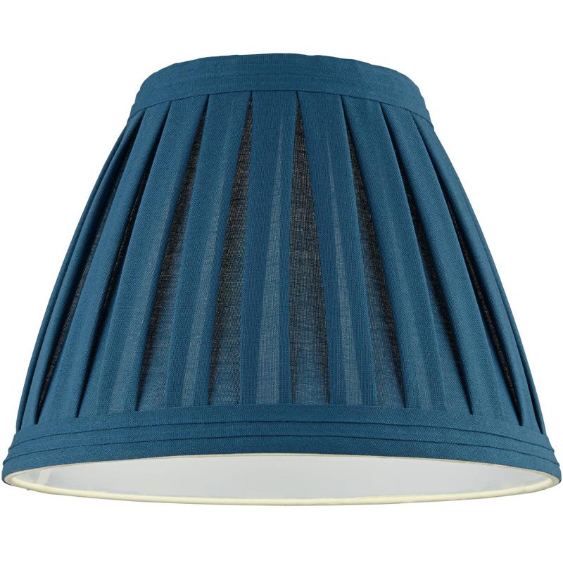 Springcrest Deep Blue Teal Linen Box Pleat Medium Empire Lamp Shade 7" Top x 14" Bottom x 11" Slant x 11" High (Spider) Replacement