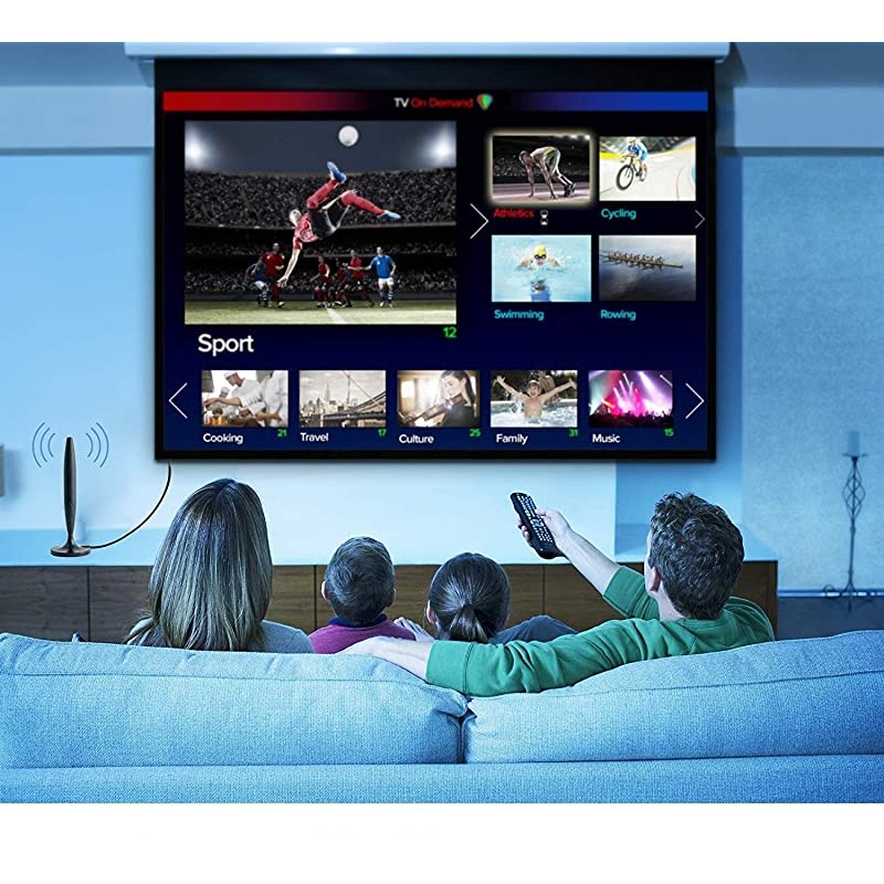 Antenna for Digital IndoorHD High Definition Television Smart Signal Strength Amplifier Premium Power Booster Long Range Antennas Clear Channel Reception Miles Away Adapter with 98f Cable