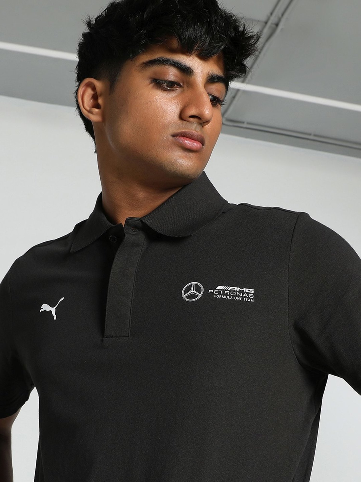 Puma Black Cotton Regular Fit Polo T-Shirt