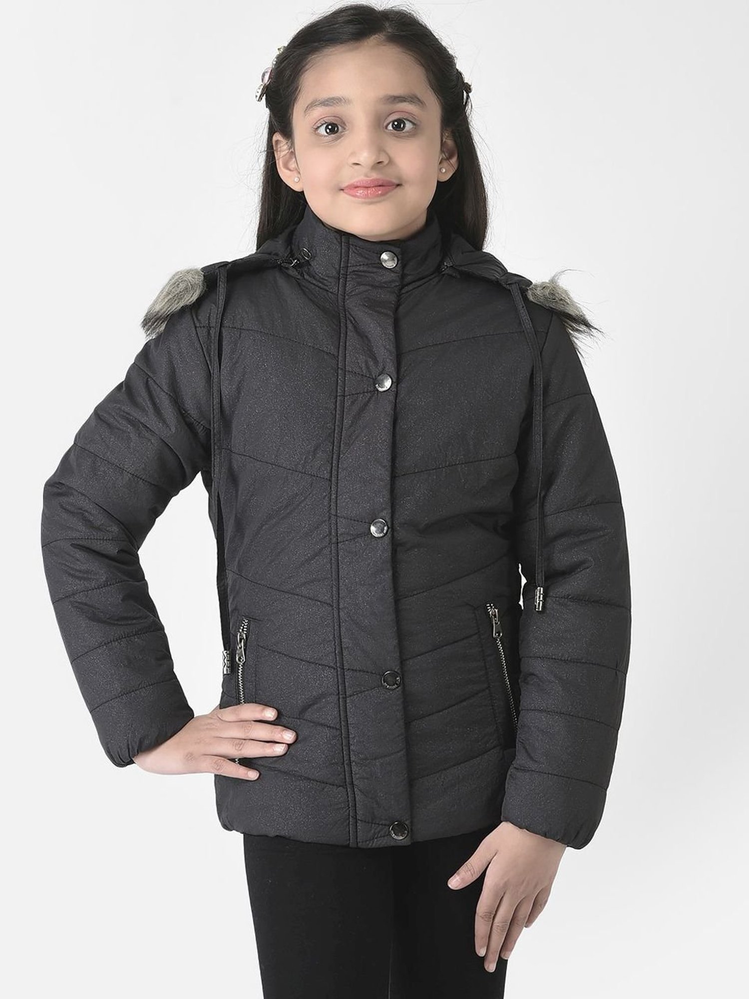 Elle Kids Black Self Pattern Jacket