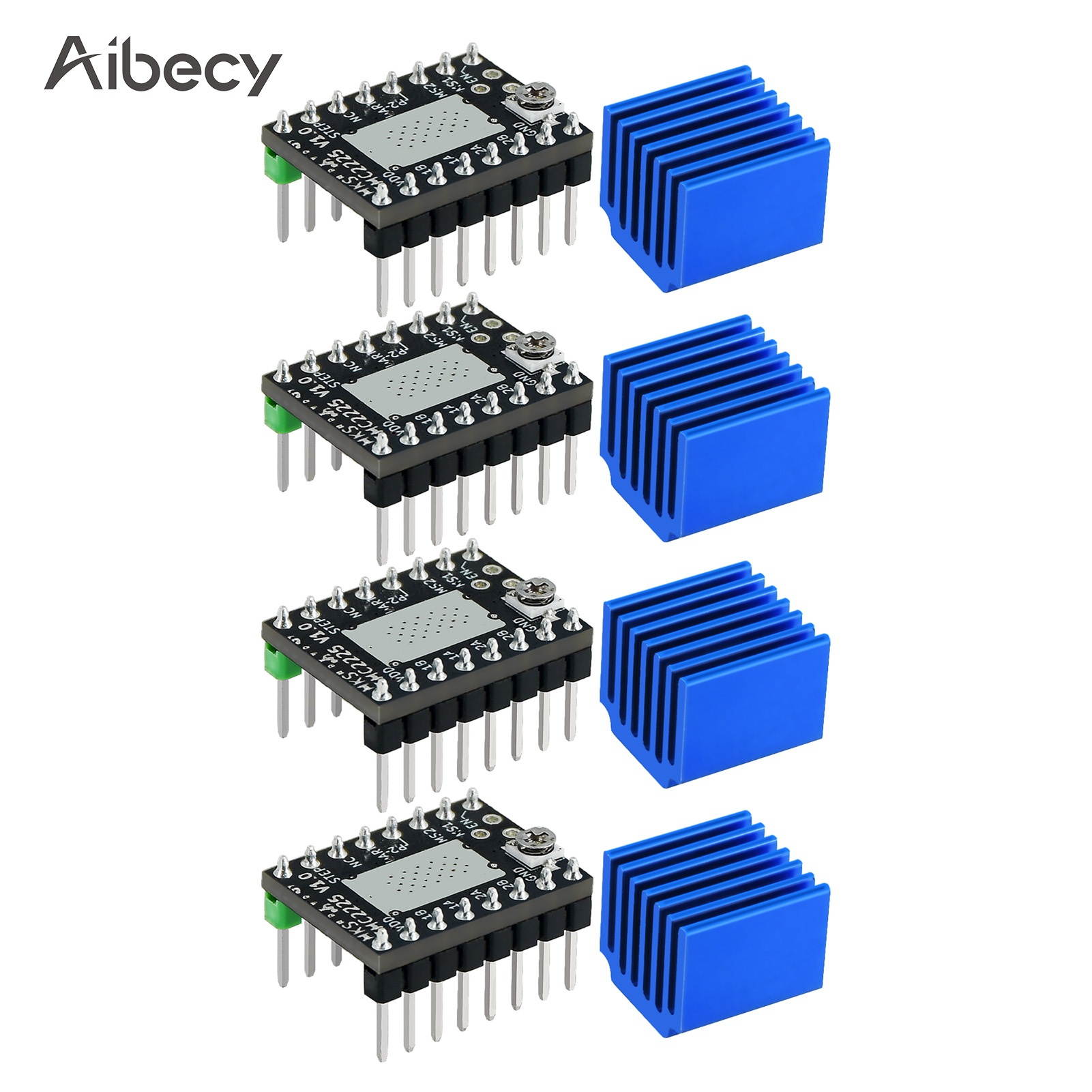 Aibecy 4pcs TMC2225 Stepper Motor Driver Module with Heat Sink Support UART Mode for 3D Printer