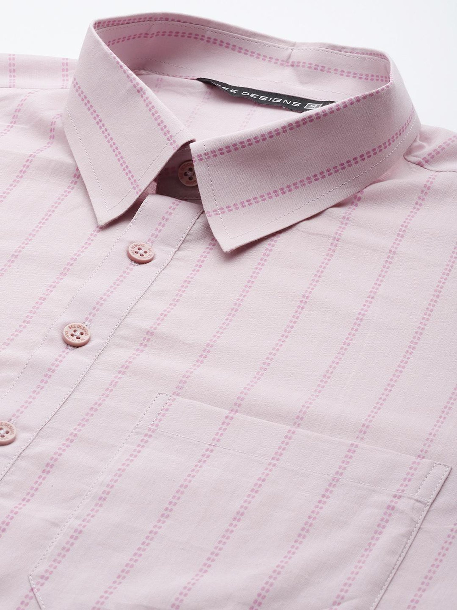 See Designs Baby Pink & White Cotton Regular Fit Printed Kurta Bottom Set