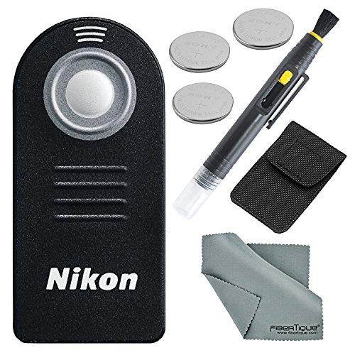 Nikon ML-L3 Wireless Remote Control Bundle with 3 X Spare Battery + 2-in 1 Lens Cleaning Pen + Fibertique Cloth
