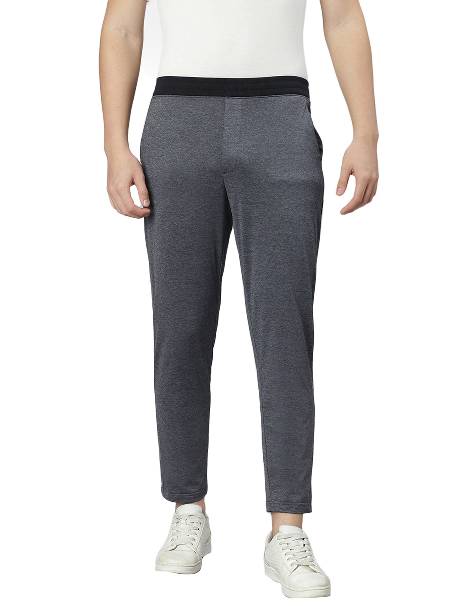 Slowave Grey Melange Regular Fit Trackpants