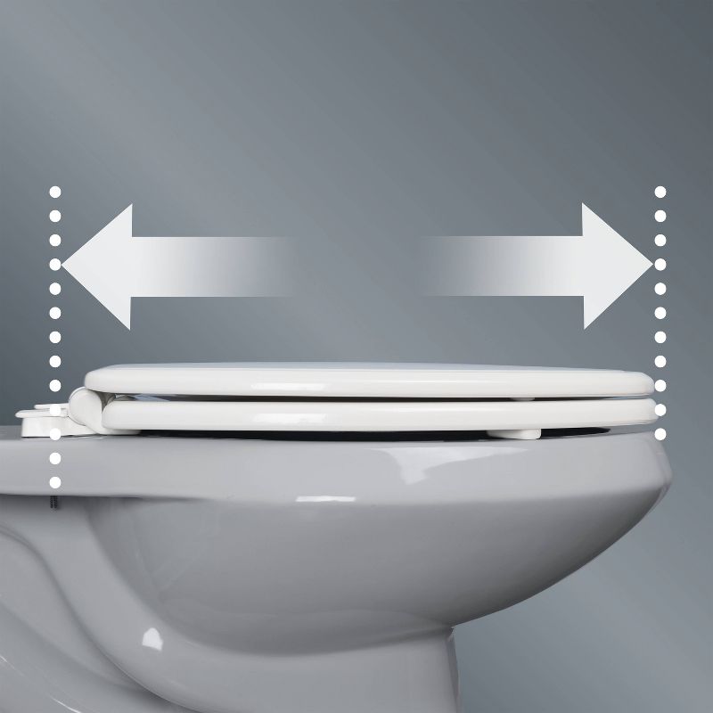 Lannon Never Loosens Round Enameled Wood Toilet Seat with Slow Close Hinge White - Mayfair by Bemis