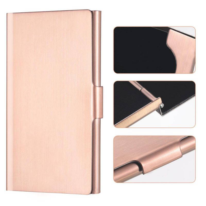 BBTO 2 Pack Unisex Business Card Holder Stainless Steel Card Container Case for Credit Card Name Card ID Card, Rose Gold