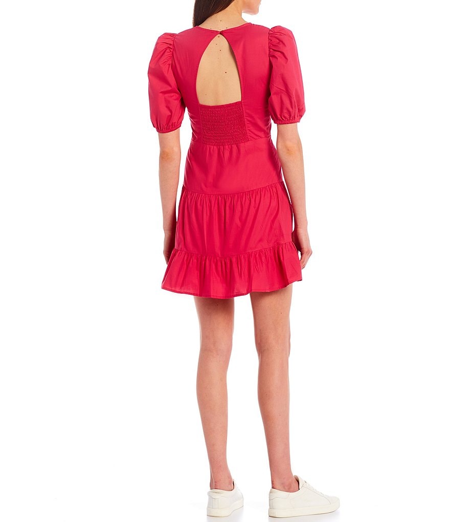 French Connection Birch Poplin Short Puff Sleeve Mini Dress