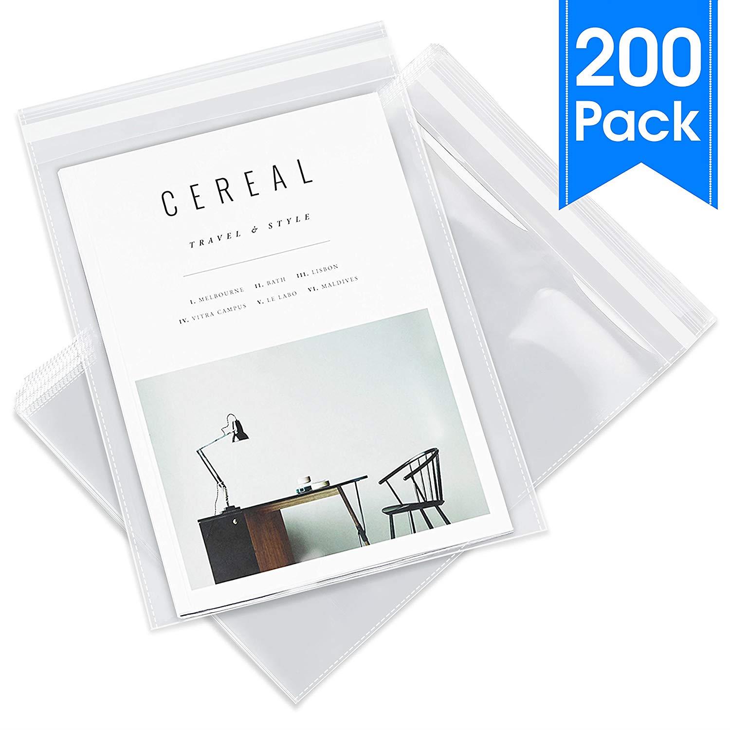 9  X 12  (200) Clear Resealable Cellophane Cello Bags Self Seal - Fits Brochure, Letter Size Documents, Clothing Tshirts - Pack It Chic (More Sizes Available)