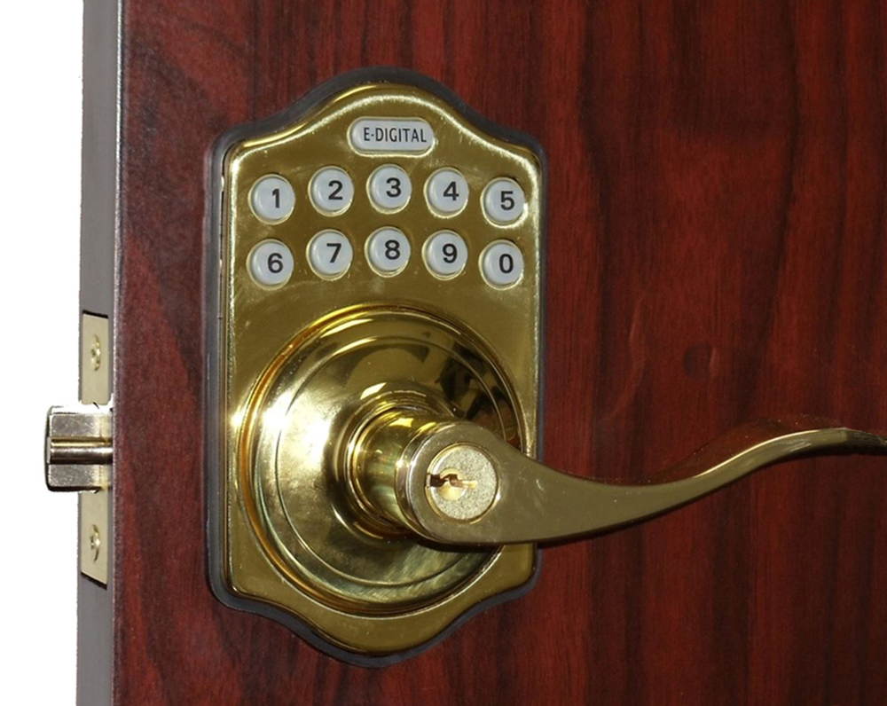 Lockey E-985-BB-R E Digital Keyless Electronic Lever Lock Remote Capable - Bright Brass