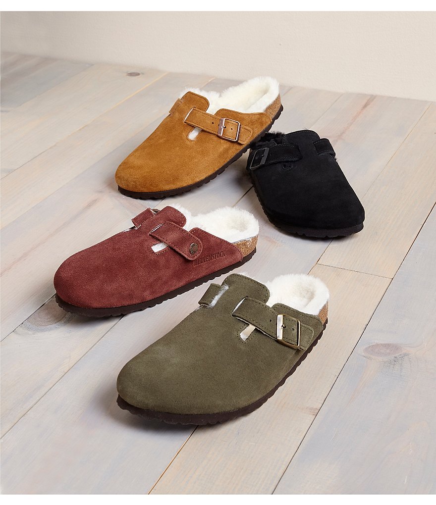 Birkenstock Women's Boston Suede Shearling-Lined Clogs
