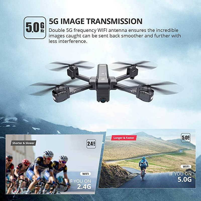 HS270 GPS 2.7K Drone with FHD FPV Camera Live Video for Adults, Portable Selfie Quadcopter with 2 Batteries for Beginners with Auto Return Home, Custom Flight Path, Follow Me, Auto Hover