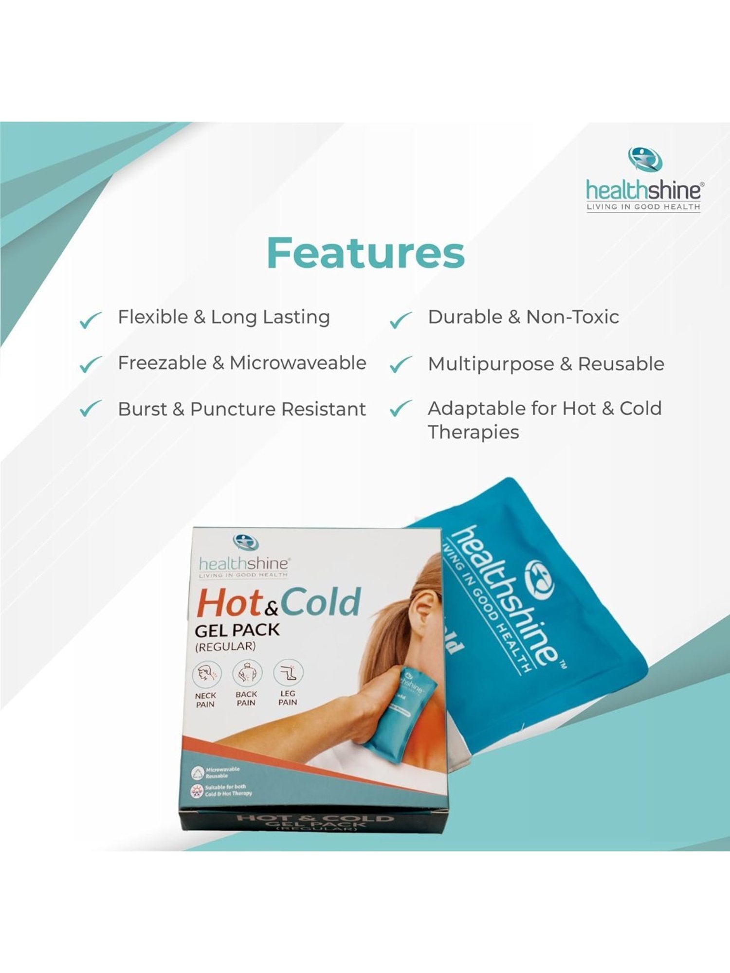 Healthshine Reusable Hot and Cold Gel Pack for Pain Relief Regular (Blue)