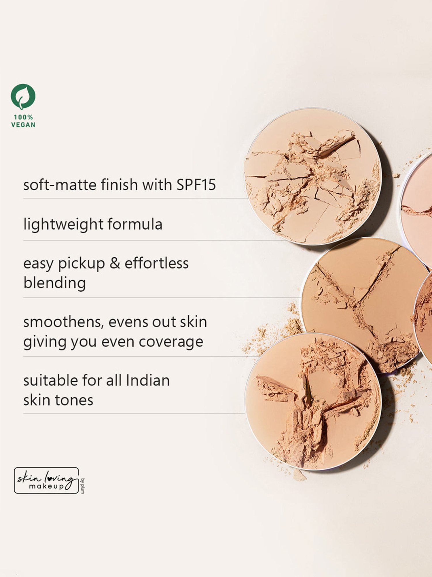 Plum Legit Matte Talc-Free Compact With SPF 15 Pinched Blush 115P - 9 gm