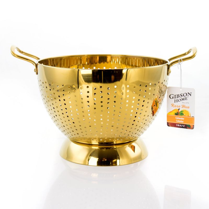 Gibson Home Rose Hue 5 Quart Stainless Steel Colander in Gold