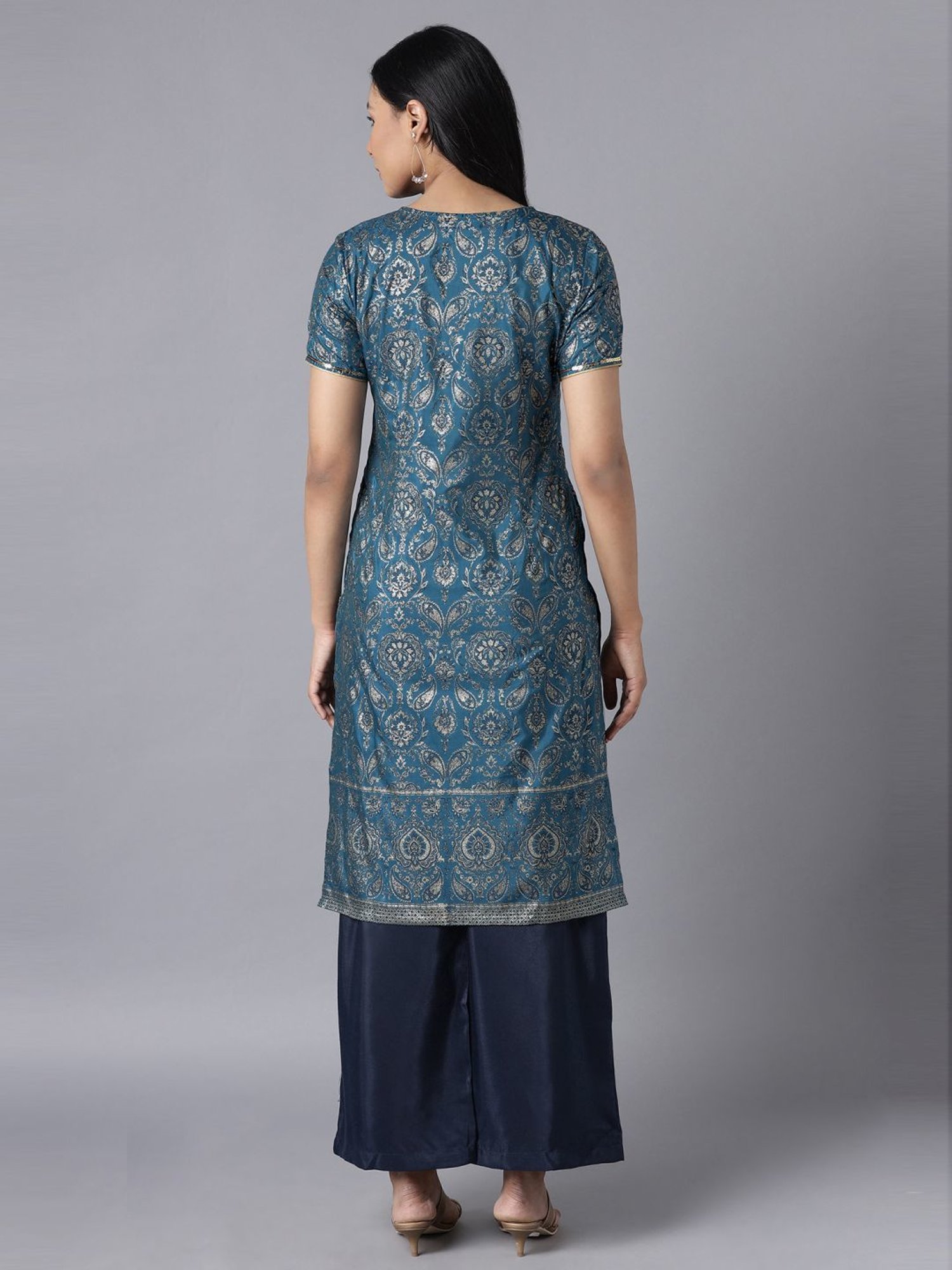 Aure by Aurelia Blue Printed Kurta Palazzo Set
