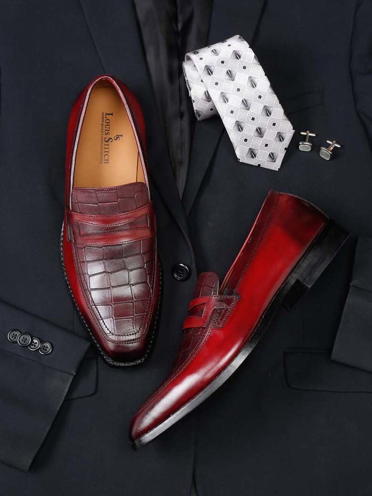 Louis Stitch Men's Rosewood Formal Loafers