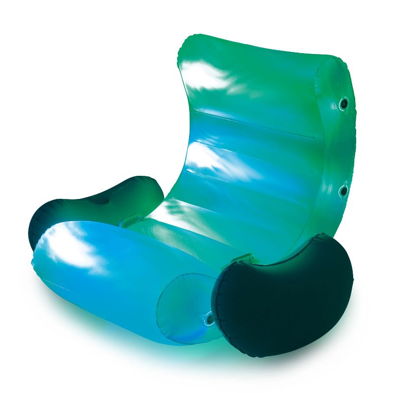 Summer Waves Pool Lake Ocean Inflatable Rocking Chair Lounge with Aqua Glow LED