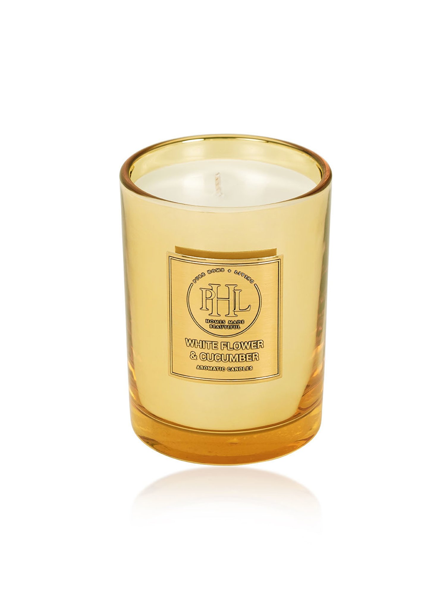 Pure Home and Living Gold Flower And Cucumber Scented Wax Filled Jar Candle