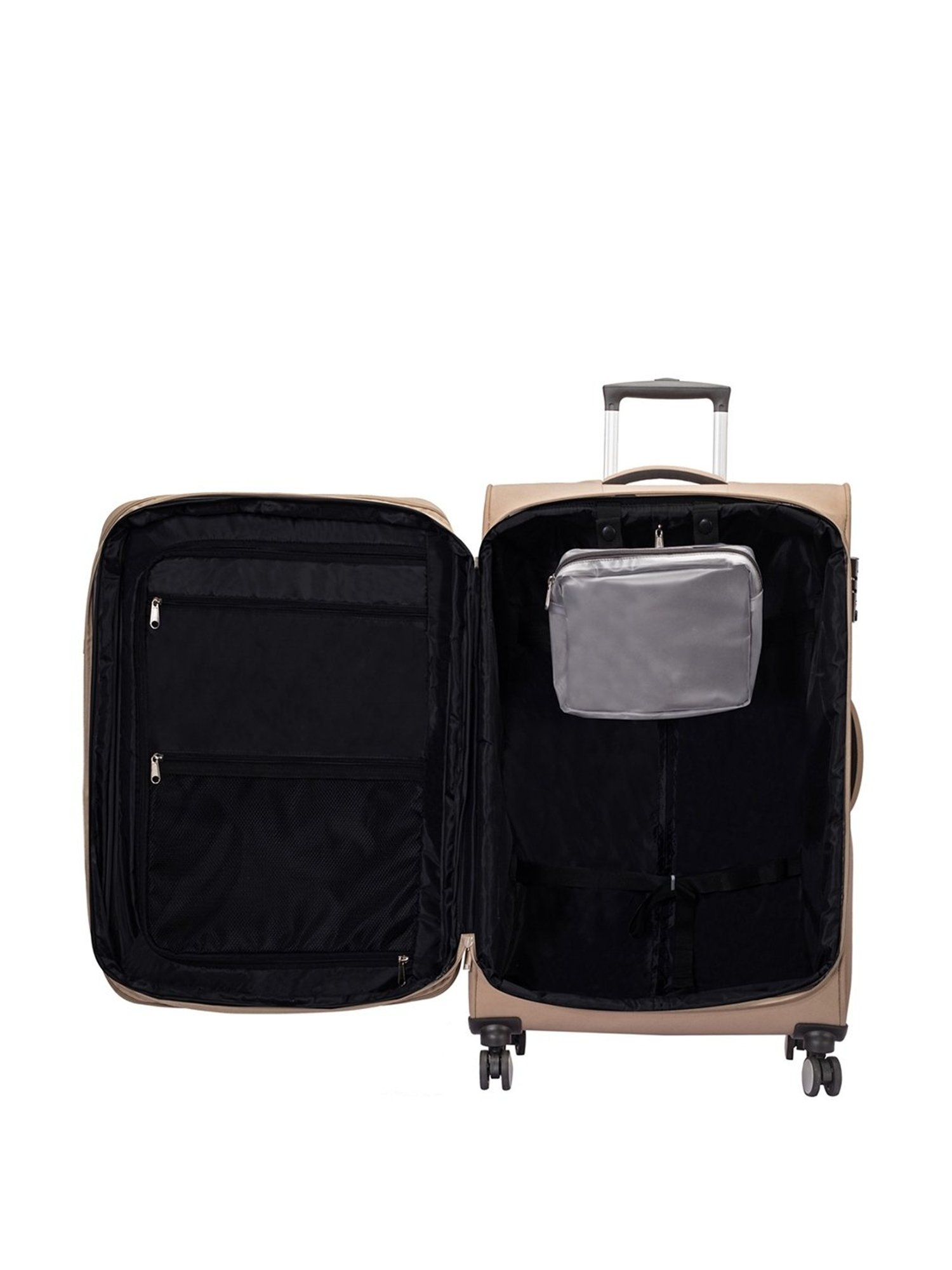 Carriall Beige 4 Wheel Large Soft Cabin Trolley Set of 2 - 79 cm