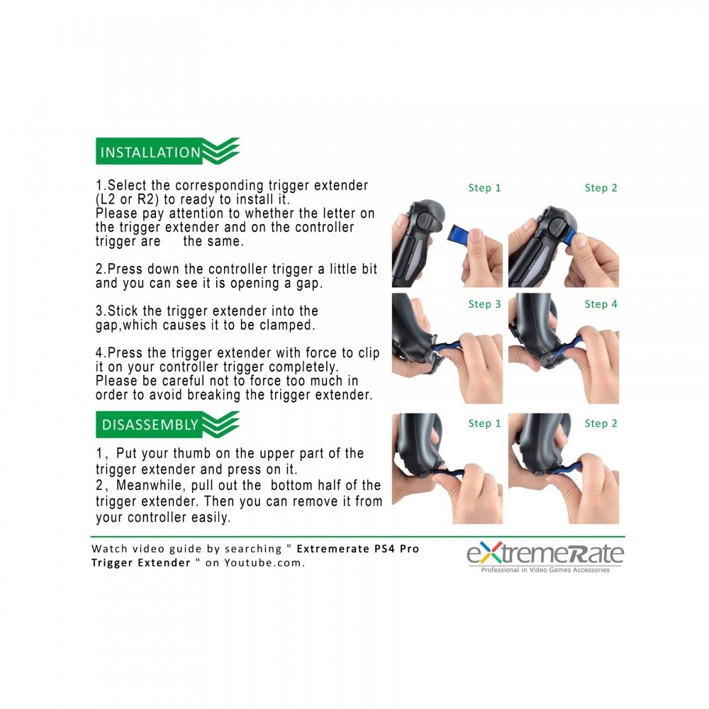 eXtremeRate L2 R2 Buttons Extention Trigger, Soft Touch Grip Extenders, Game Improvement Adjusters for Playstation 4 PS4 Pro PS4 Slim Controller 1 Pair - Red Black