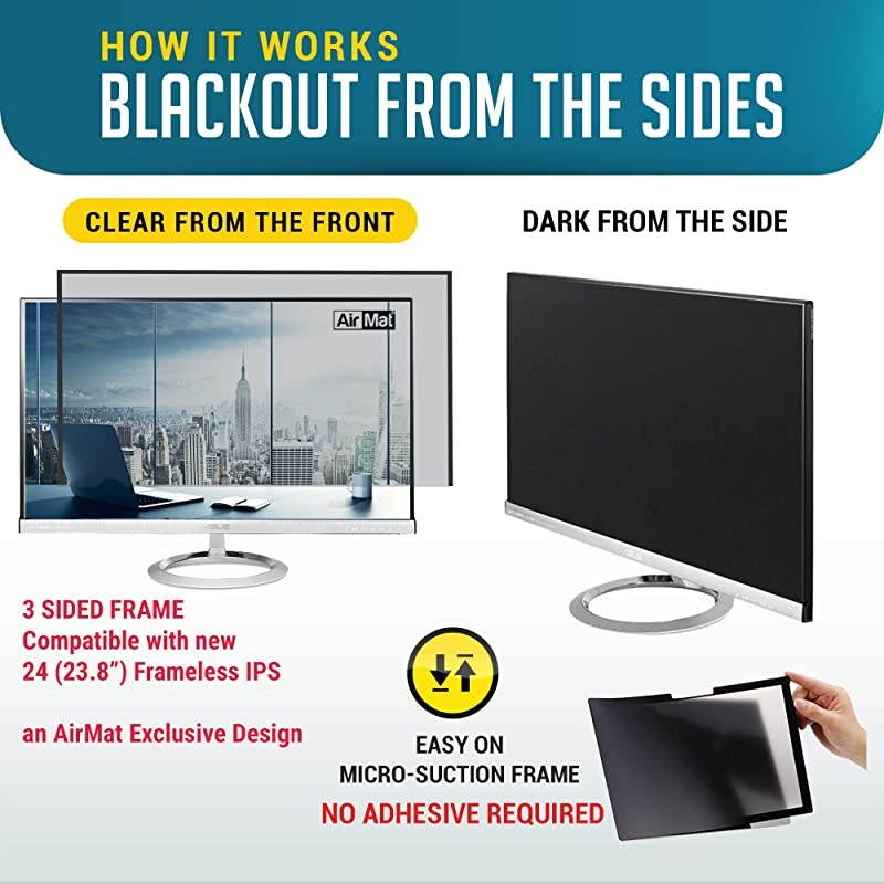 Privacy Screen Filter for Laptop and Computer Monitor Premium Anti Glare Protector for Data Confidentiality iPad 234 Monitor Frameless Glass ScreenTapeFree