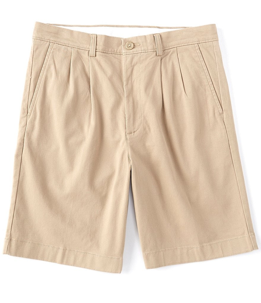 Roundtree & Yorke 9#double; Inseam Pleated Wash Chino Shorts