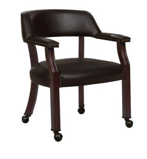 Open Back Office Chair with Casters in Brown