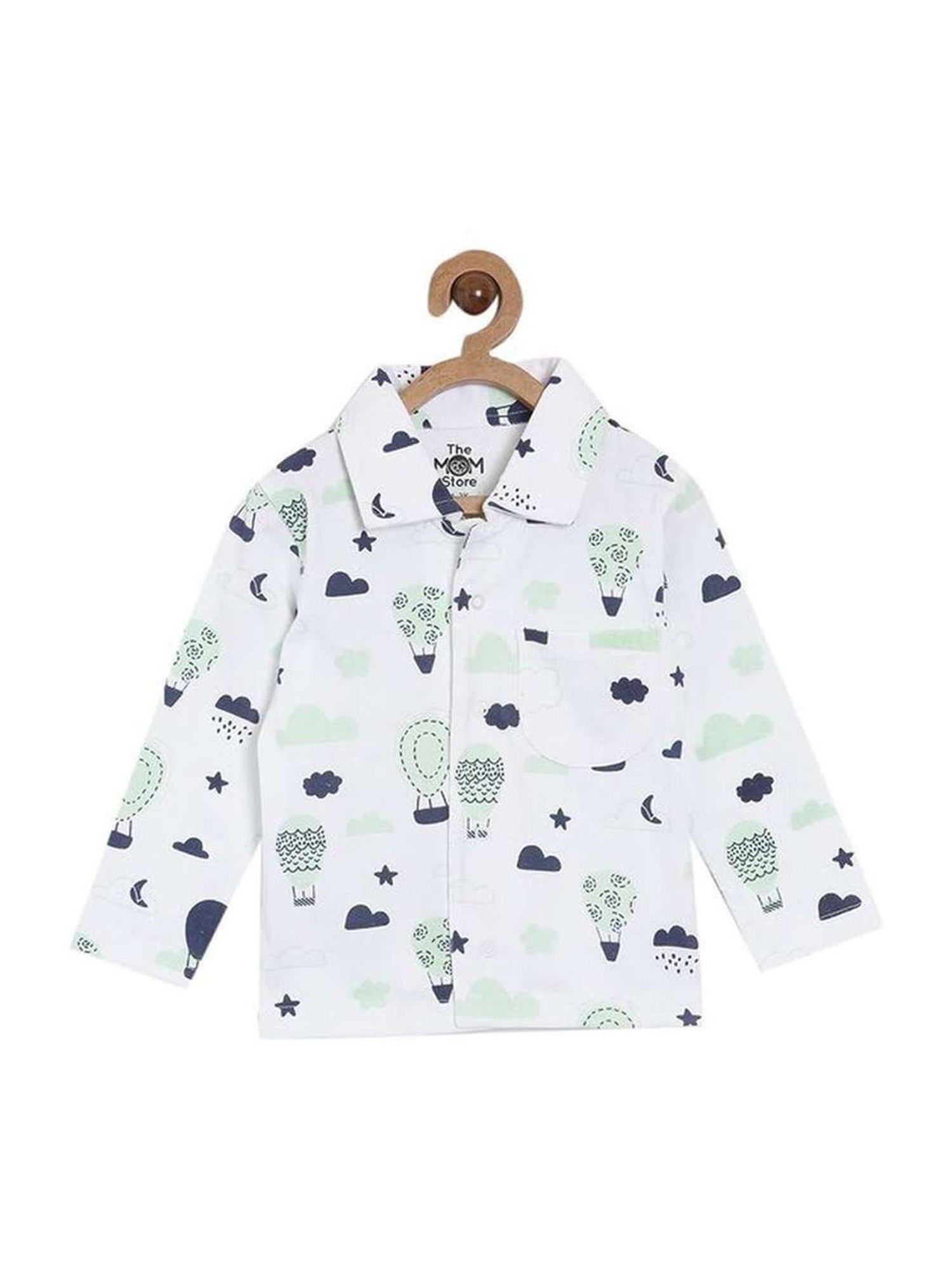 The Mom Store Boys Multicolor Cotton Printed Full Sleeves Shirt Set