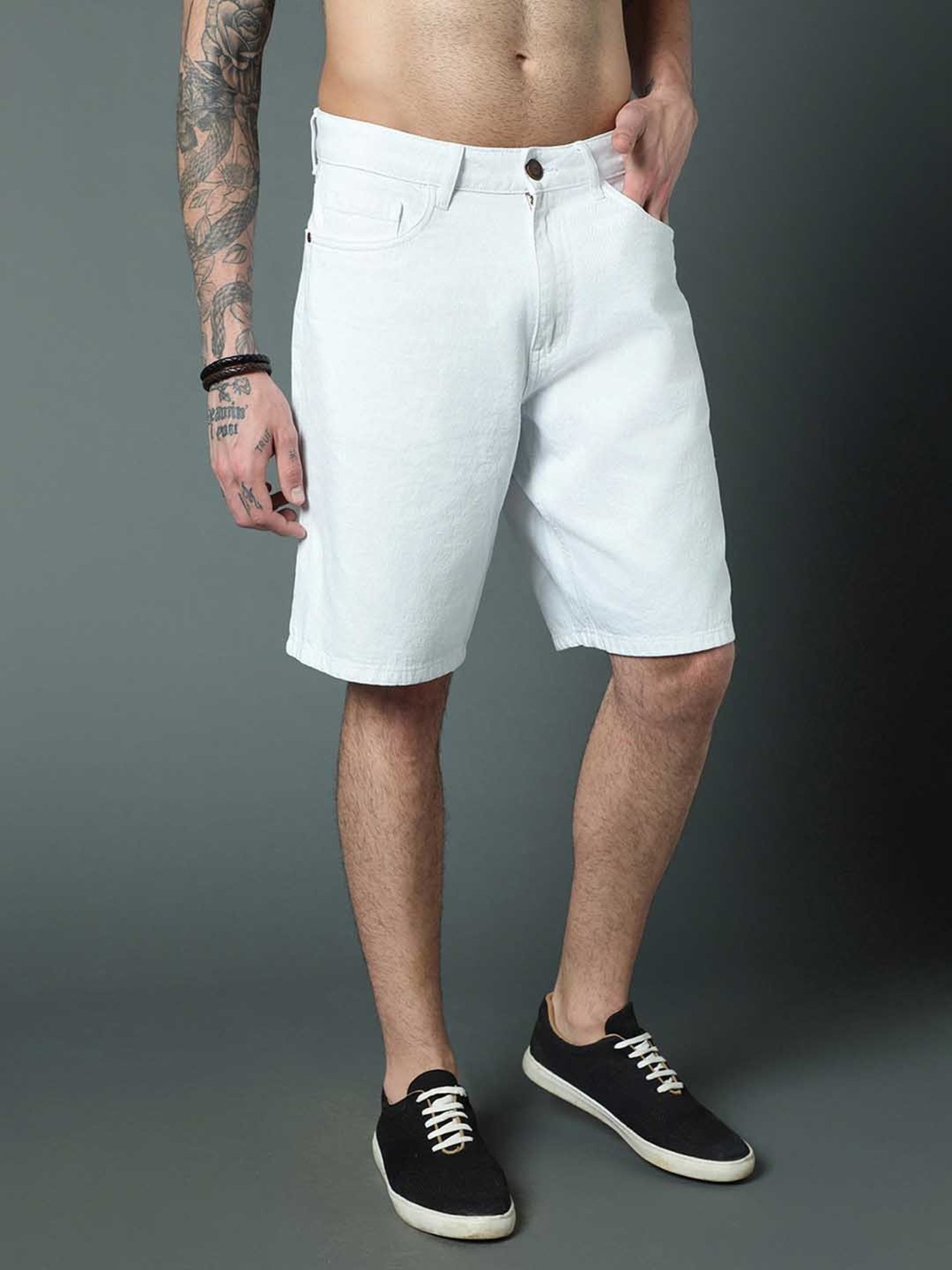 High Star White Regular Fit Shorts