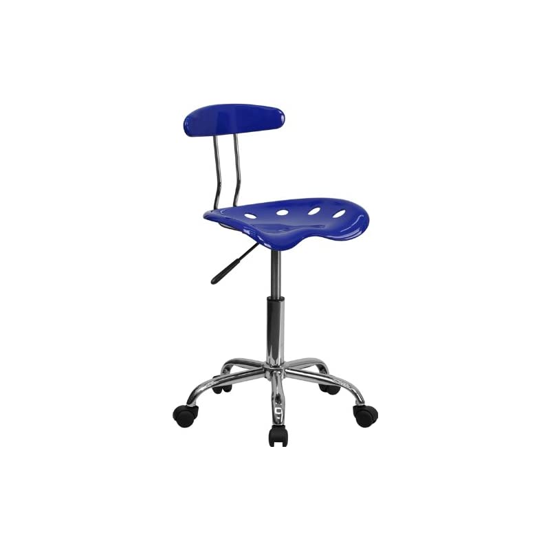 Vibrant Nautical Blue and Chrome Swivel Task Office Chair with Tractor Seat